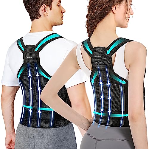 Fit Geno Back Brace Posture Corrector for Women and Men, Back Straightener Posture Corrector, Scoliosis and Hunchback Correction, Back Pain, Spine Corrector, Support, Adjustable Posture Trainer, Small (Waist 26-34 inch)