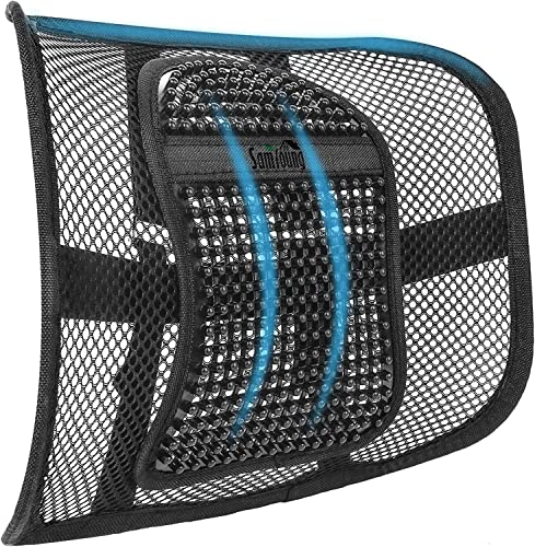 Samyoung Mesh Back Lumbar Support, Back Support Seat Cushion with Breathable Mesh for Office Chairs Car 12” x 16”