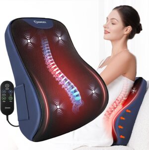 Lumbar Support Pillow for Office Chair, Heated Back Support Pillow with Vibration